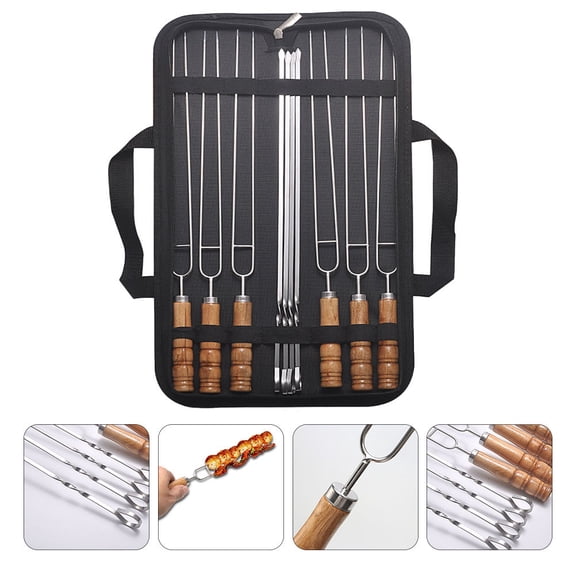 PENIKOKO 10Pcs Shish Kebab Skewers Stainless Steel Flat Shape for BBQ Lovers