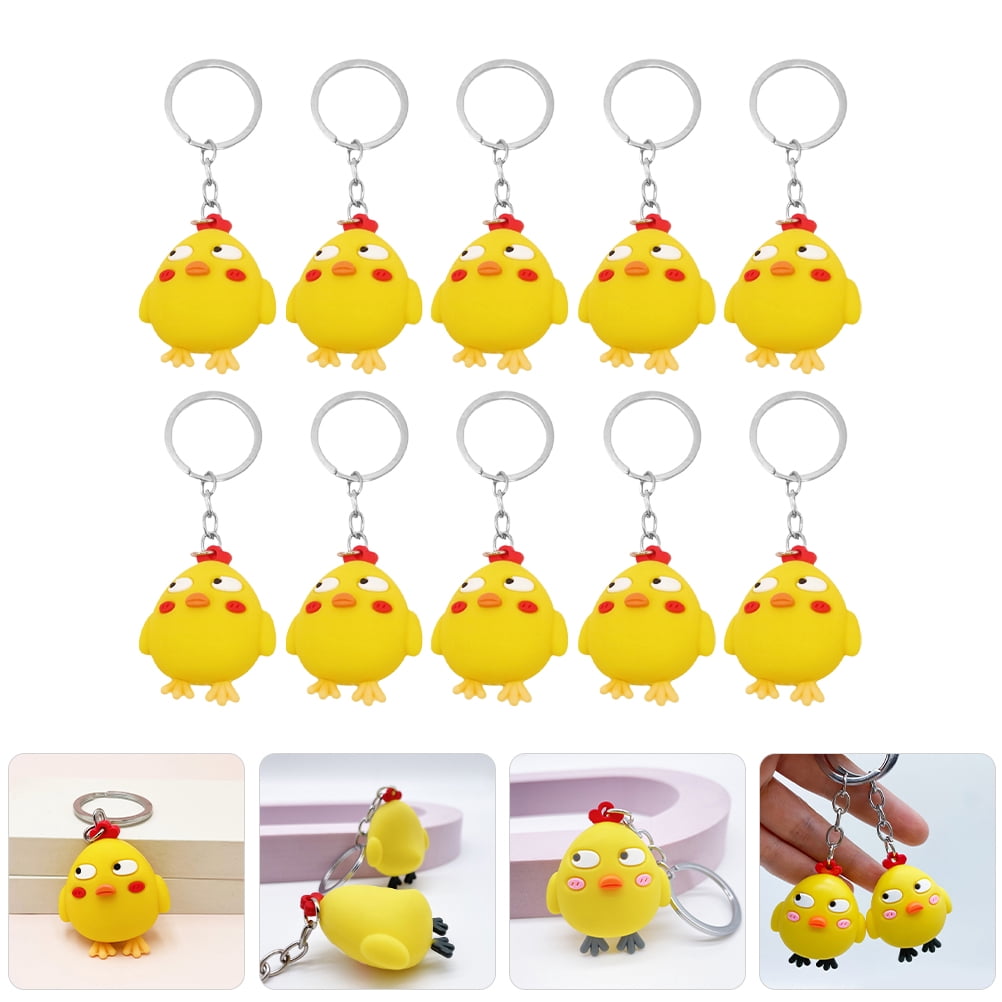 PENIKOKO 10-Pack Funny Yellow Chick Keychains for Handbags, Cute ...