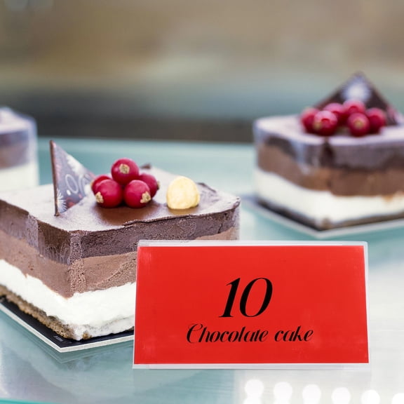 PENIKOKO 10Pcs Table Signs Red Acrylic Name Tags for Desk Display in Office School Setting