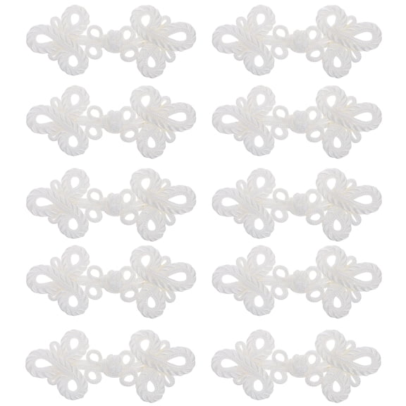 PENIKOKO 10Pcs White Fabric Buttons Frog Closure for Chinese Cheongsam Sewing Craft Accessories