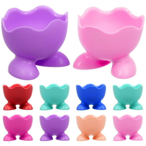 PENIKOKO 10pcs Egg Cups for Boiled Eggs in Silicone Assorted Color Ideal for Cooking Families
