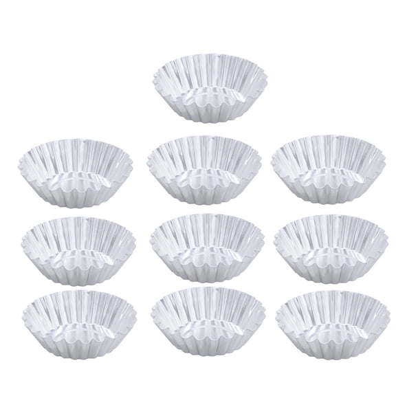 PENIKOKO 10pcs Nonstick Pudding Cup Molds Aluminum Alloy for Baking Home Bakers Silver