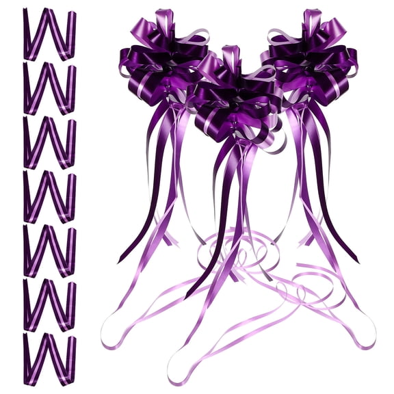 PENIKOKO 10pcs Wedding Car Ribbons Pull Bow Wedding Theme Plastic Purple for Christmas