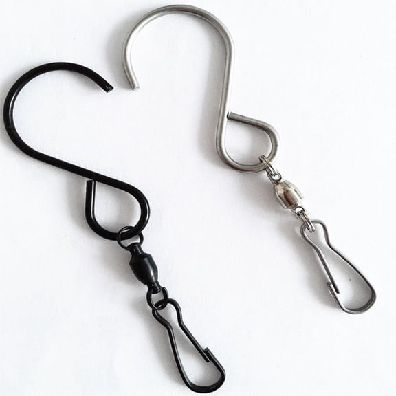 PENIKOKO 12 Pack Black Stainless Steel Swivel Hooks for Hanging Wind Spinners Lanterns and Flower Pots