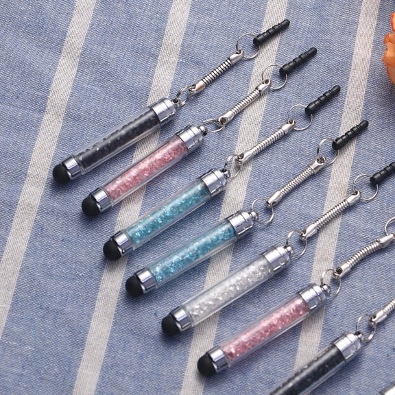 PENIKOKO 12 Pcs Mini Crystal Capacitive Stylus Pens Universal Touch Screen Portable Stylus with 3.5mm Jack for Smartphones Tablets (Random Color)