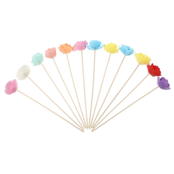 PENIKOKO 12Pack Flower Aroma Diffuser Sticks Assorted Color for Home Decoration