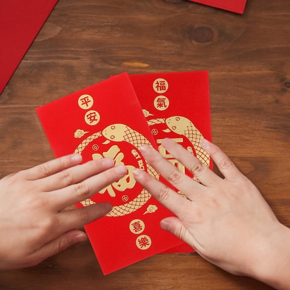 PENIKOKO 12Pcs Red Money Envelopes with Chinese Year of The Snake Design for Festive Celebrations