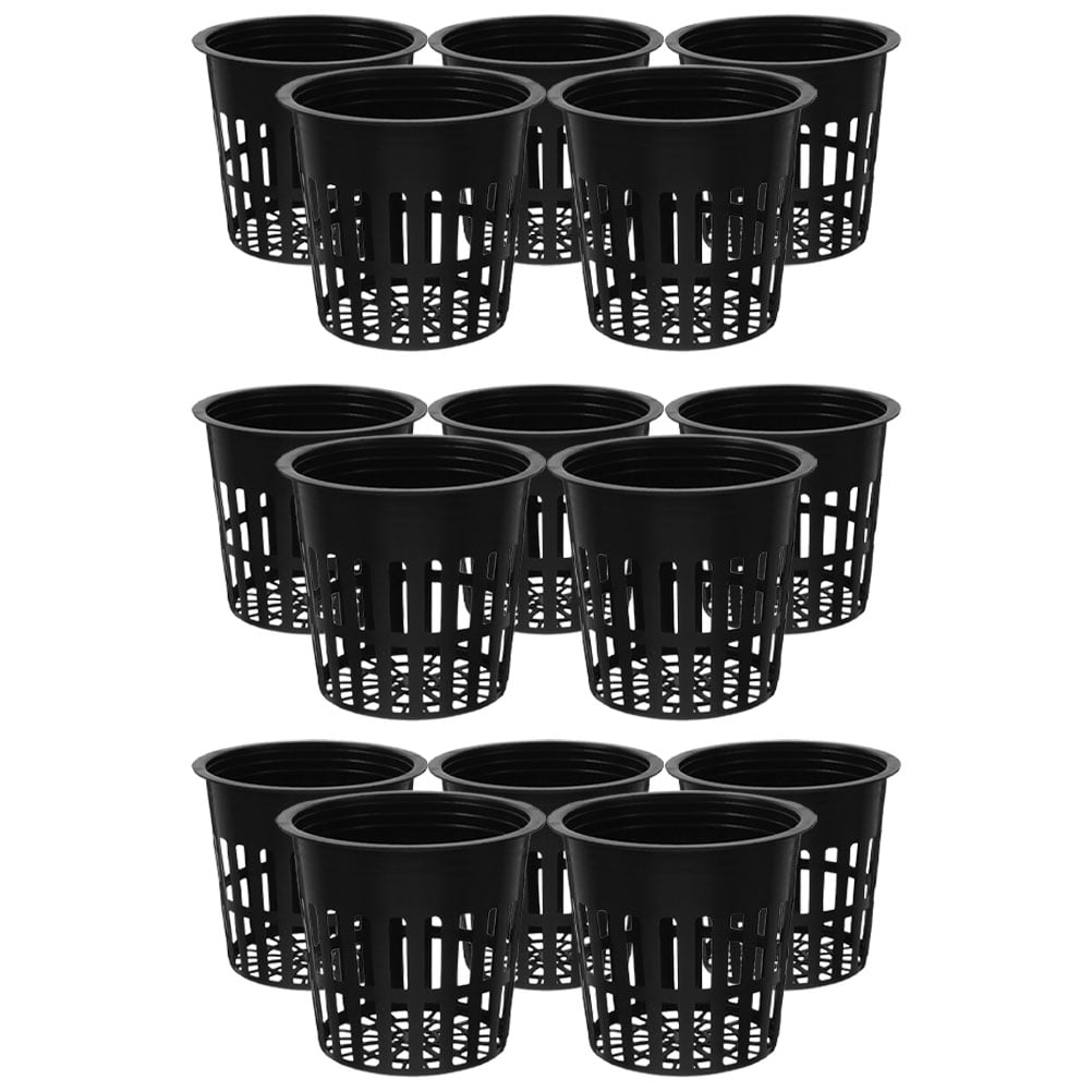 Haofy 10 Cestelli Portapiante Retati In Plastica PP Per Idrocoltura E Giardinaggio - Diametro 8,3 Cm, Altezza 6,5 Cm - Colore Nero (10 Pezzi)