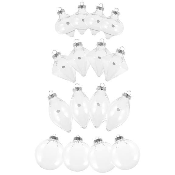 PENIKOKO 16Pcs White Empty Ball Craft Christmas Tree Decoration Fillable Hanging Pendants for Holiday