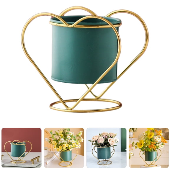 PENIKOKO Blue Rustic Iron Flower Vase Metal Planter for Living Room and Patio Decor