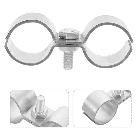 PENIKOKO 1Pack Clip On Designed Galvanized Iron Double Pipe Clamp for Marine Household Industrial Use 3.73X1.26X0.94in