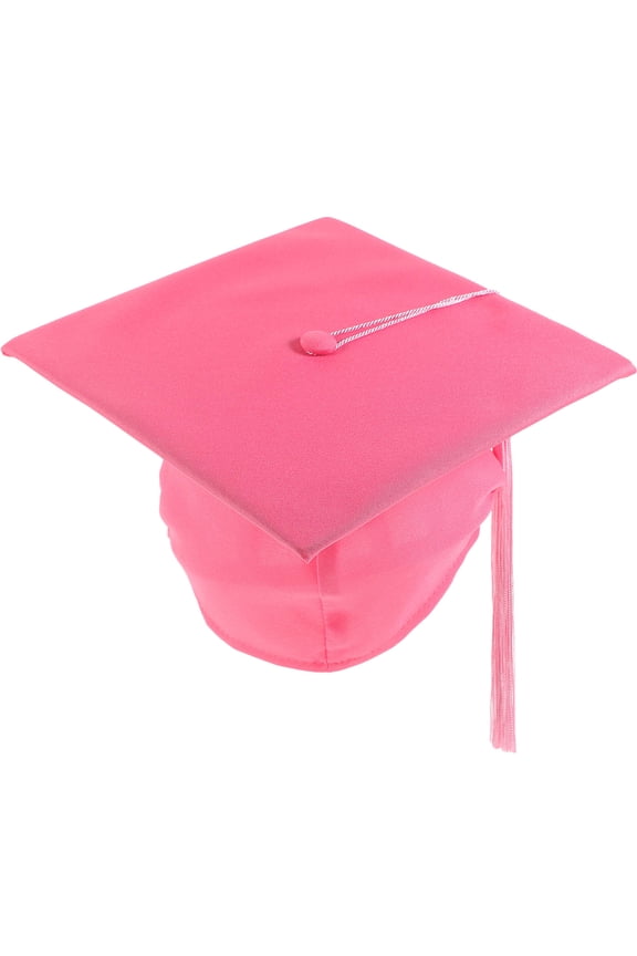 Pink Bachelor Cap Polyester Grad Hats for Ceremonies and Parties 1Pack