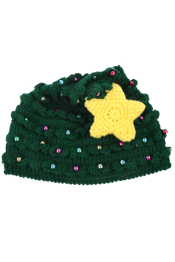 1Pack Decorative Hat Christmas Tree Shape Woolen Yarn Warm Comfortable Wearing Women Hat
