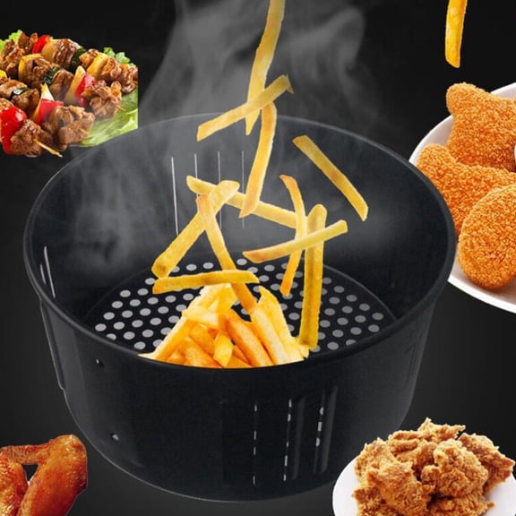 PENIKOKO 1-Pack Black Cast Iron Deep Fryer Basket Replacement for Home Cooking and Food Preparation