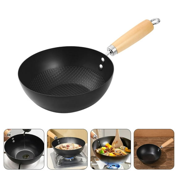PENIKOKO Small Iron Frying Wok for Gas Stove, Durable Kitchen Cookware for Small Families, 1 Piece