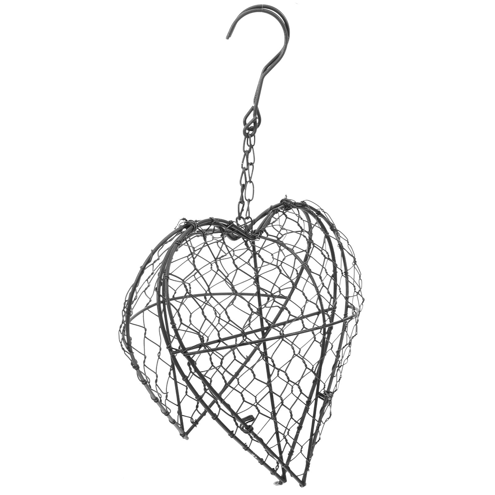 PENIKOKO Black Hanging Heart Planter with Wire Basket for Plants and Home Decor Indoor Outdoor
