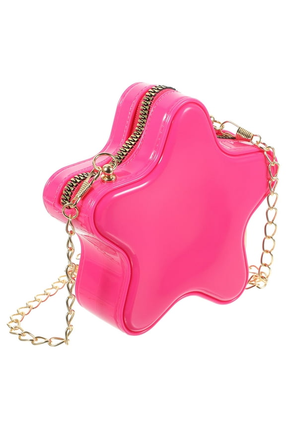 1Pack Pink PVC Messenger Bag For Women With Classic Style 11.8x5.1x1.8in