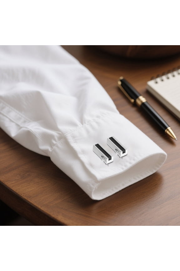 1Pair Black Sleeve Cufflinks Mens Classic Design Fade Resistant French Cuff Shirt Jewelry