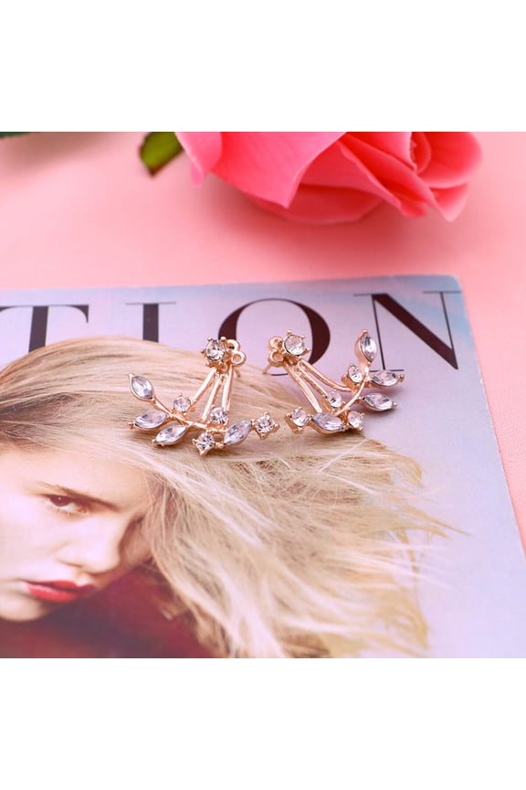 1 Pair Double-Sided Rhinestone Earrings for Women, Sparkling Celebration Jewelry for Anniversary and Special Occasions