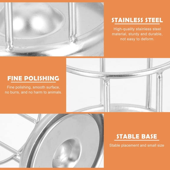 PENIKOKO Stainless Steel Reptile Feeder, Plated Silver, Automatic, Durable, Safe, for Pet Use, 1Pc
