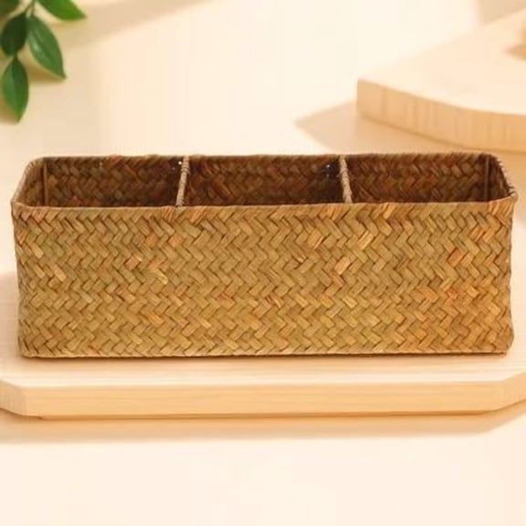 PENIKOKO 1Pc Coffee Woven Storage Case for Home Compact Multi Purpose Organizer with Elegant Design