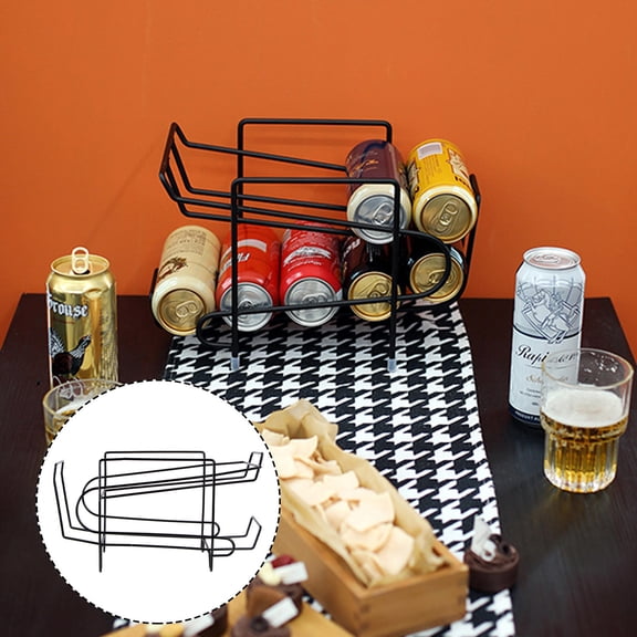 PENIKOKO 1Pc Double Layer Drink Storage Rack Black Canning Holder for Kitchen Pantry Organization