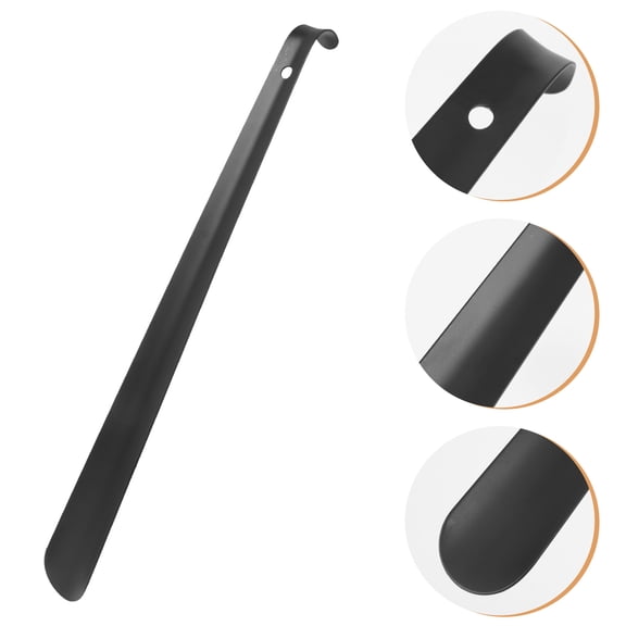 PENIKOKO 1Pc Handhold Stainless Steel Shoehorn Tool for Easy Shoe Wearing Lightweight Black