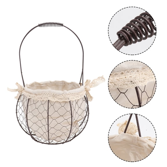 PENIKOKO Metal Storage Basket with Handle - 1Pc Organizer for Gardening Tools, Home Accessories, and Multi-Purpose Use