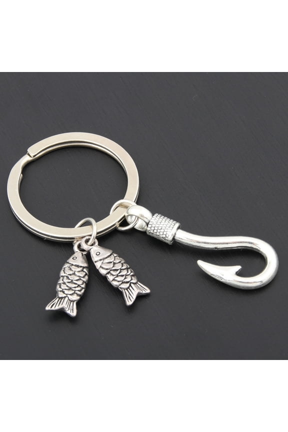1Pc Metal Keychain Charms Fish Hook Shape Keyring Hooks Party Favor Gift