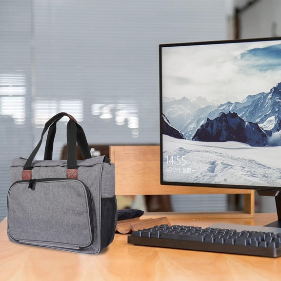 PENIKOKO Portable Embroidery Kit Carrier Bag, Large Capacity Oxford Cloth, Multi-Pocket Grey Organizer for Sewing Supplies