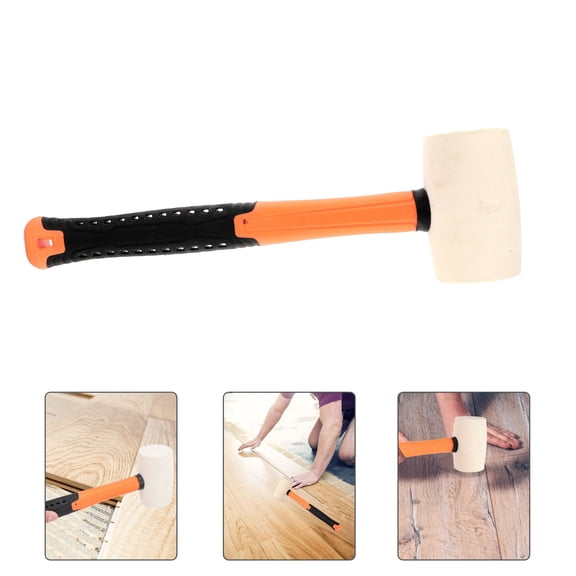 PENIKOKO 1Pc White Round Rubber Mallet with Hanging Hole, Household Hammer for Home and Use