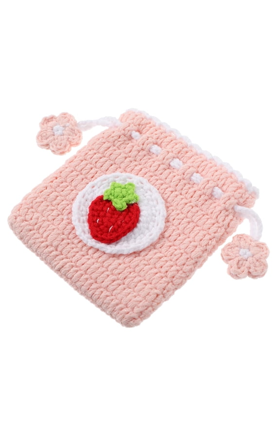 1Pcs Coin Purses For Women Pink Woolen Yarn Mini Size For Everyday Use