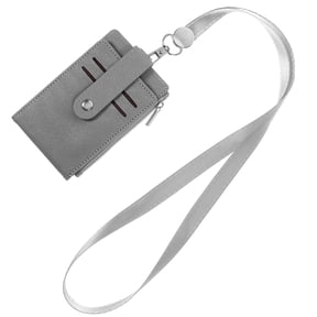 PENIKOKO Travel Card Holder with Lanyard, Lightweight Grey Polyester Badge Holder for ID, Pass, and Tickets, 1 Piece