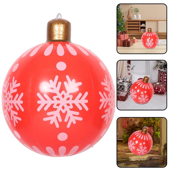 PENIKOKO Giant Inflatable Red Christmas Ornament with Snowflake Design for Outdoor Holiday Decorations and Yard Display