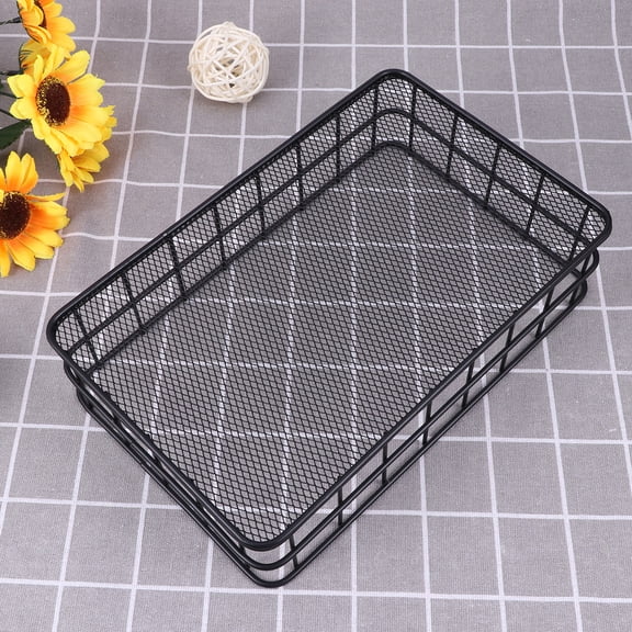 PENIKOKO Iron Mesh Desktop Organizer Basket for Office Use, Metal Storage Container for Desk Supplies