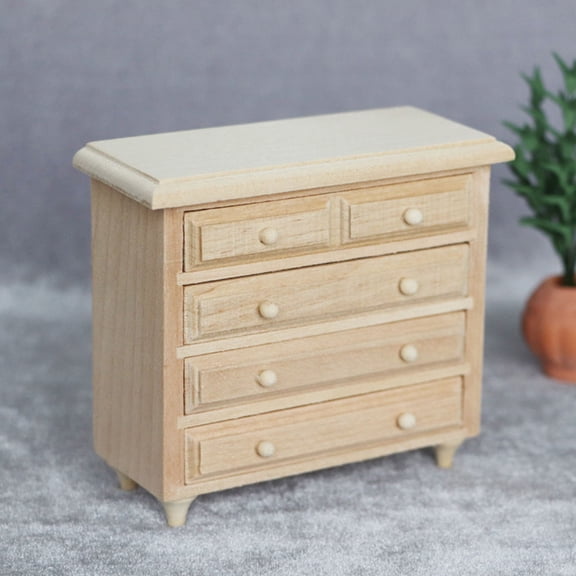 PENIKOKO 1Pcs Miniature Dollhouse Decor Beige Wooden Compact Interior Model Decoration