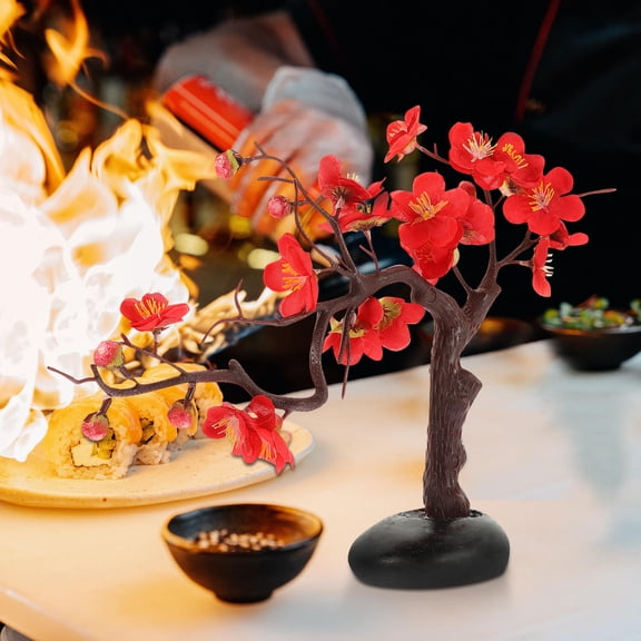 PENIKOKO 1Pcs Red Plastic Sashimi Serving Plate Decor for Restaurants and Home Users Sushi Accessory 11x7.9x3.1in