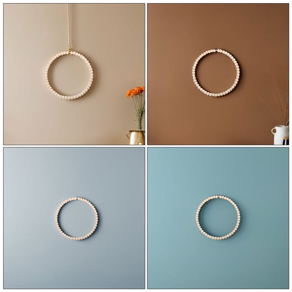 PENIKOKO 1Piece Khaki Circle Wreath For Diy Crafting And Home Decoration With Stainless Steel And Wood Boho Style 9.8In