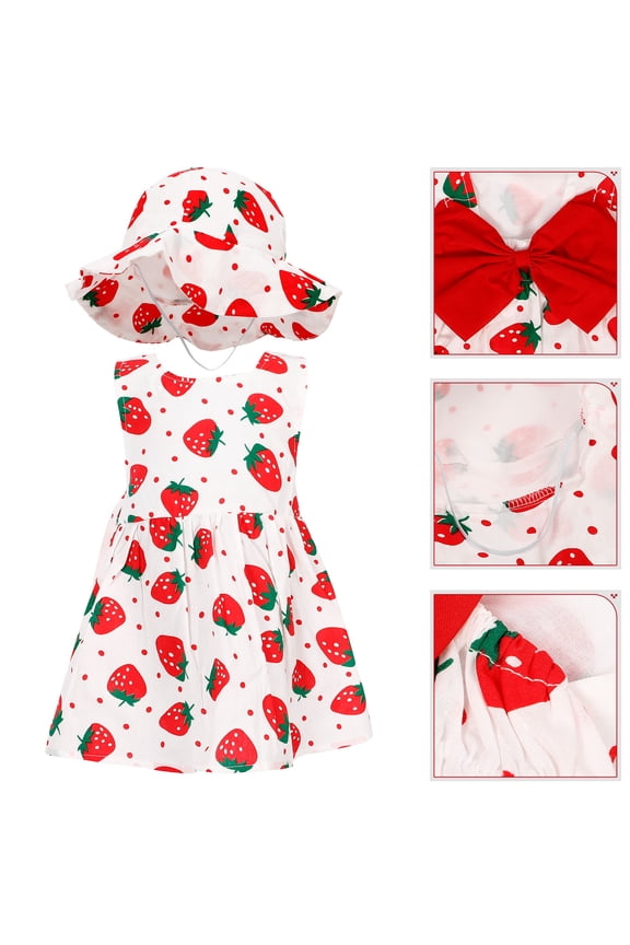 Baby Girl Strawberry Outfit Red Dress Set for Newborn Photoshoots
