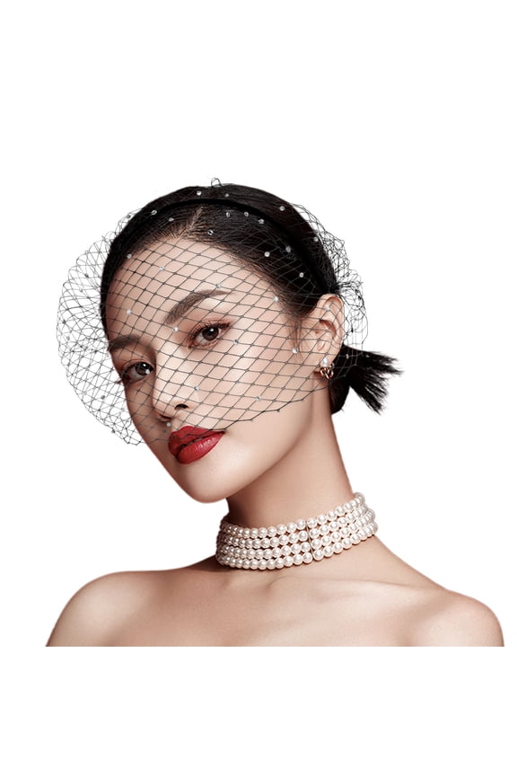 1Set Elegant Circular Black Mesh Veil Headband for Women Hair Accessories Fashion Accessory Versatile
