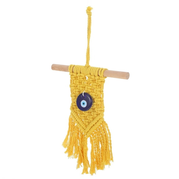 PENIKOKO Macrame Wall Hanging Tapestry Yellow Boho Decor Handmade Cotton for Living Room Bedroom