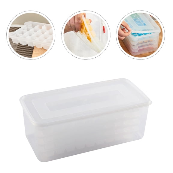 PENIKOKO 1Set Home Use Kitchen Ice Mold White Ice Cube Tray with Storage and Easy Cleaning