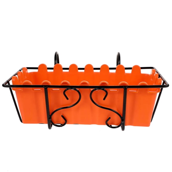 PENIKOKO  Orange Removable Hook Flower Pot 1 Set Iron Plastic for Balcony and Fence Homeowners Gardeners
