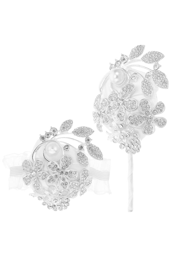 Rhinestone Embellished White Wedding Wrist Corsage Bracelet for Bridesmaids and Special Occasions