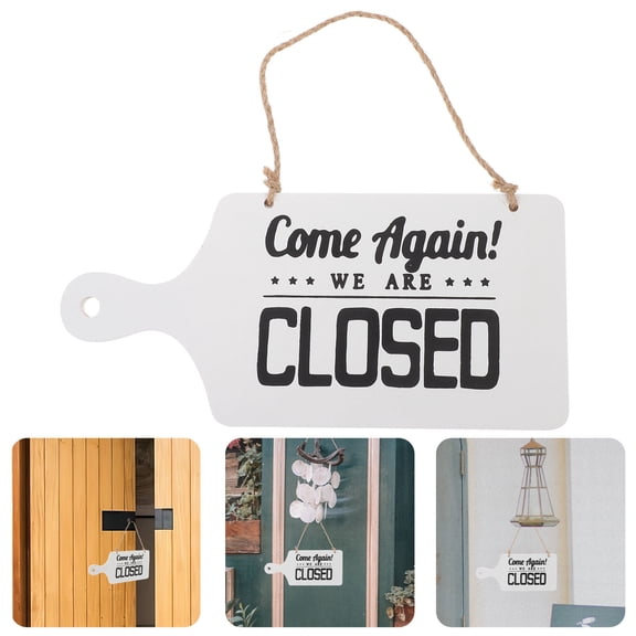 PENIKOKO 1-Pack Rectangular Wooden Open Closed Sign Vintage White Style for Home Store Office Door