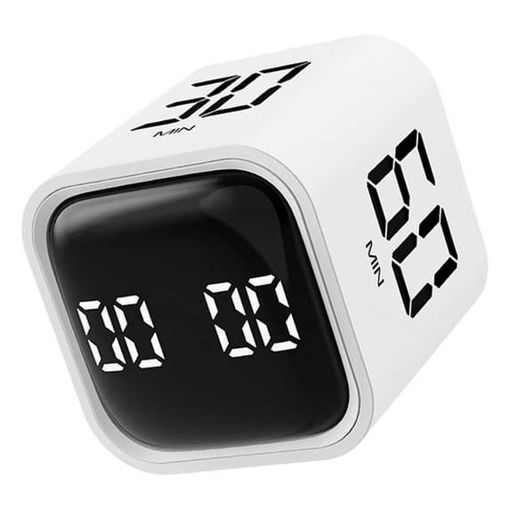 PENIKOKO Digital Countdown Timer Cube, Compact White ABS Design for Cooking, Baking, Studying and Time Management