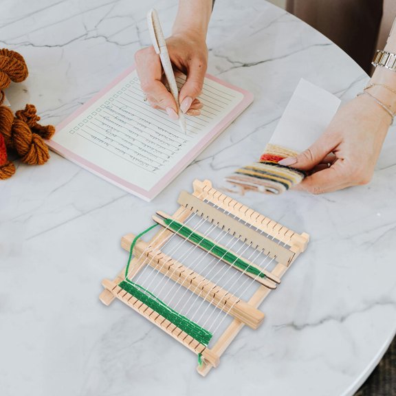 PENIKOKO 1Set Wooden Loom Frame for Handmade Accessory Making, Beige Simple Hand Operated Design