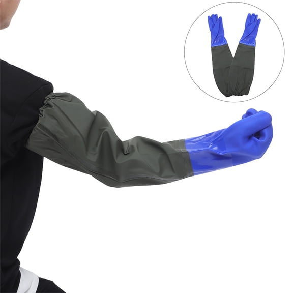 PENIKOKO 2Pairs Waterproof Long Cuff Rubber Gloves with Comfortable Lining for Cleaning Use