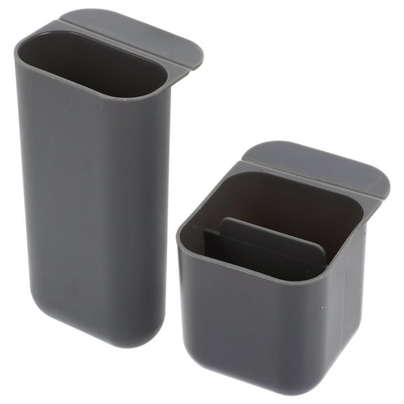 PENIKOKO 2-Pack Multifunctional Grey ABS Desktop Storage Boxes for Desk Organization and Computer Monitor Accessories