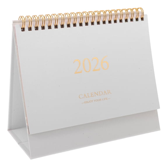 PENIKOKO 2026 Mini Desk Calendar White Compact Design Stylish Decor for Reminders Paper Surface 4.5 x 6.5 Inches